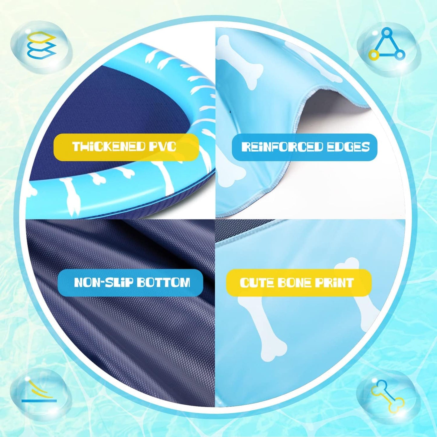 Nobleza Piscina Para Perros Grandes, D170Cm/66.9In Piscina Plegable Para Perro, Splash Pad Perro, Espesar 0.55Mm, Antideslizante Tapete De Juegos De Agua, Juguete De Verano Para Jardín Al Aire Libre