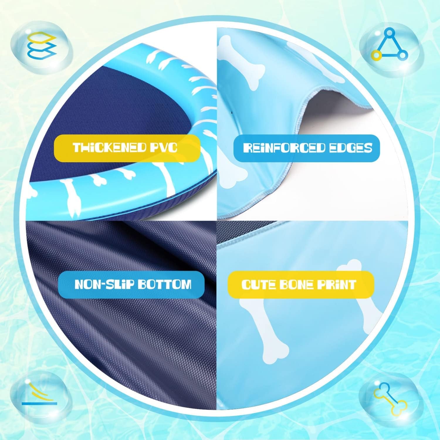 Nobleza Piscina Para Perros Grandes, D170Cm/66.9In Piscina Plegable Para Perro, Splash Pad Perro, Espesar 0.55Mm, Antideslizante Tapete De Juegos De Agua, Juguete De Verano Para Jardín Al Aire Libre