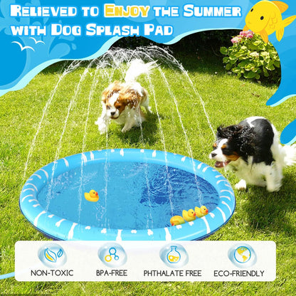 Nobleza Piscina Para Perros Grandes, D170Cm/66.9In Piscina Plegable Para Perro, Splash Pad Perro, Espesar 0.55Mm, Antideslizante Tapete De Juegos De Agua, Juguete De Verano Para Jardín Al Aire Libre