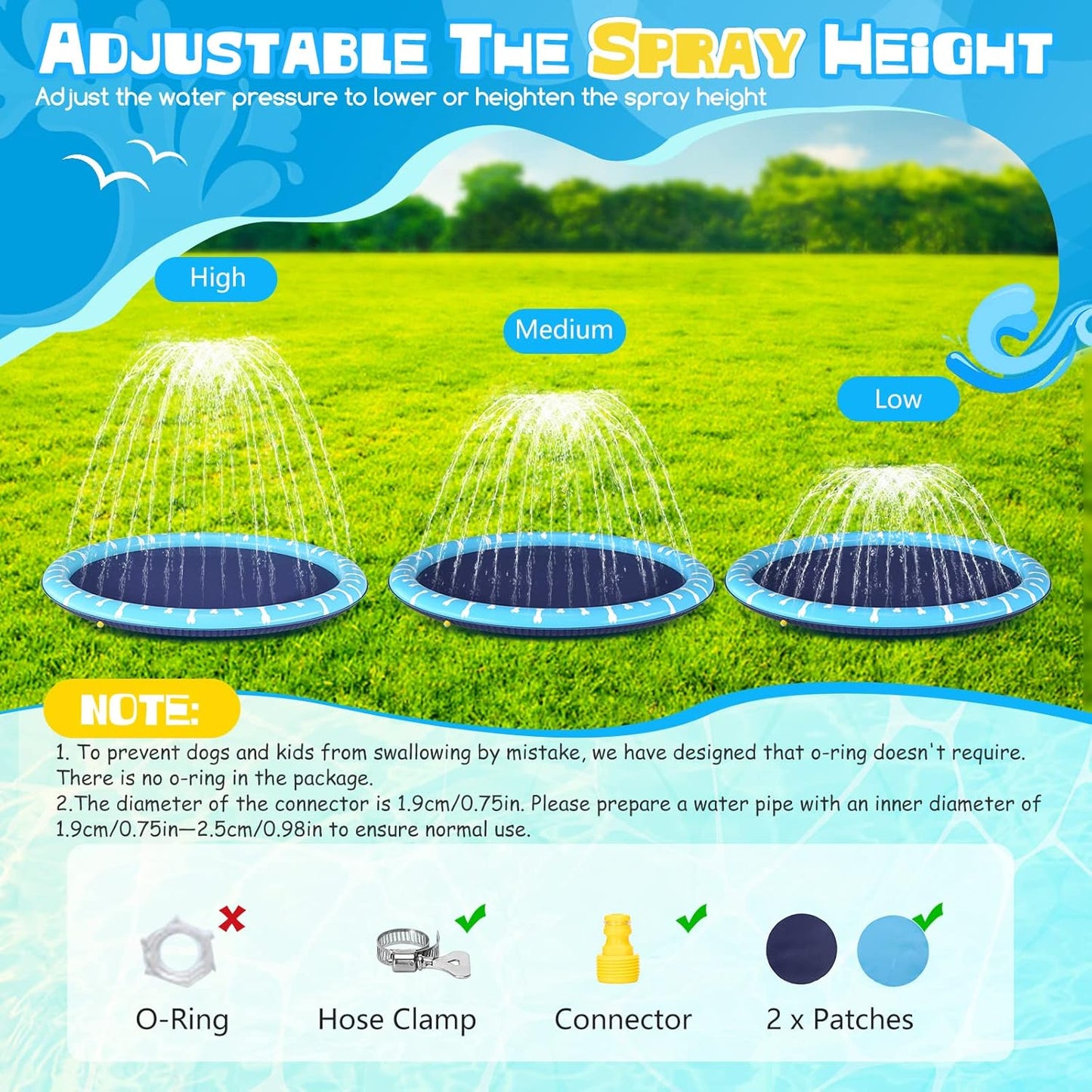 Nobleza Piscina Para Perros Grandes, D170Cm/66.9In Piscina Plegable Para Perro, Splash Pad Perro, Espesar 0.55Mm, Antideslizante Tapete De Juegos De Agua, Juguete De Verano Para Jardín Al Aire Libre